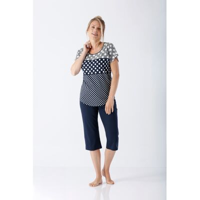Hajo dames pyjama donkerblauw en stippen Blauw vrouw 36/38 Hajo dames pyjama donkerblauw en stippen Blauw vrouw 36/38