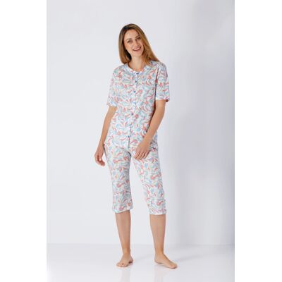 Hajo doorknoop dames pyjama Paisley Wit vrouw 40/42 Hajo doorknoop dames pyjama Paisley Wit vrouw 40/42