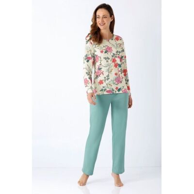 Klima-komfort dames pyjama gebroken wit Hajo Beige vrouw 36/38 Klima-komfort dames pyjama gebroken wit Hajo Beige vrouw 36/38