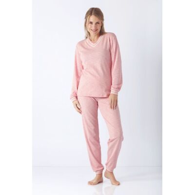 Premium katoen dames pyjama roze gemêleerd Hajo Roze vrouw 36/38 Premium katoen dames pyjama roze gemêleerd Hajo Roze vrouw 36/38