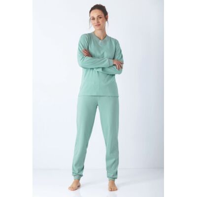 Premium katoen dames pyjama turquoise gemêleerd Hajo Blauw vrouw 36/38 Premium katoen dames pyjama turquoise gemêleerd Hajo Blauw vrouw 36/38