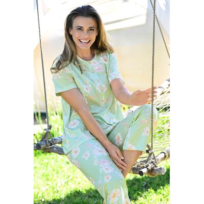 Ringella roze bloemen pyjama Groen vrouw 36 Ringella roze bloemen pyjama Groen vrouw 36