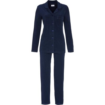 Ringella Nachtblauwe fleece doorknooppyjama Blauw vrouw 38 Ringella Nachtblauwe fleece doorknooppyjama Blauw vrouw 38
