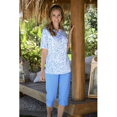 Ringella Katoenen pyjama blauw panterprint Blauw vrouw 44 Ringella Katoenen pyjama blauw panterprint Blauw vrouw 44
