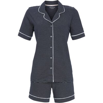 Katoenen doorknoop shortama streepjes Ringella Blauw vrouw 42 Katoenen doorknoop shortama streepjes Ringella Blauw vrouw 42