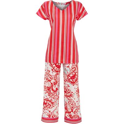 Ringella Bontgekleurde pyjama paisley strepen Rood vrouw 46 Ringella Bontgekleurde pyjama paisley strepen Rood vrouw 46