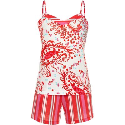 Ringella Bontgekleurde shortama strepen paisley Rood vrouw 38 Ringella Bontgekleurde shortama strepen paisley Rood vrouw 38