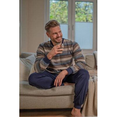 Katoenen dames pyjama nachtblauw Ringella Blauw vrouw 48 Katoenen dames pyjama nachtblauw Ringella Blauw vrouw 48