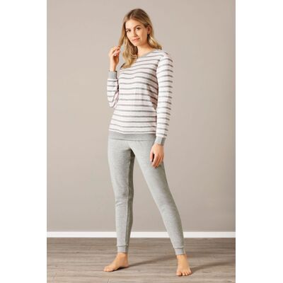Warme grijs-roze badstof damespyjama Hajo Grijs vrouw 48/50 Warme grijs-roze badstof damespyjama Hajo Grijs vrouw 48/50