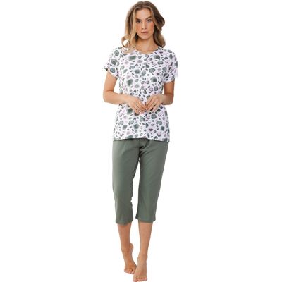 Pastunette Duurzame katoenen pyjama panterprint Groen vrouw 52 Pastunette Duurzame katoenen pyjama panterprint Groen vrouw 52