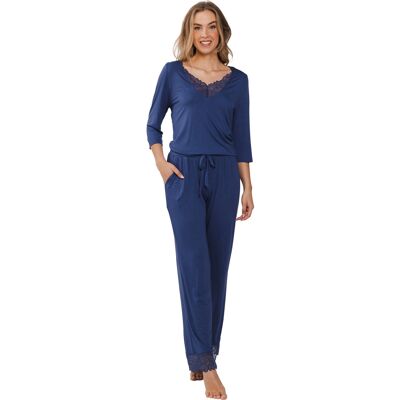 Pastunette Duurzame paarsblauwe pyjama kant Blauw vrouw 36 Pastunette Duurzame paarsblauwe pyjama kant Blauw vrouw 36