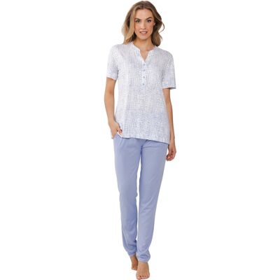 Pastunette Duurzame pyjama lila blokjes Wit vrouw 48 Pastunette Duurzame pyjama lila blokjes Wit vrouw 48