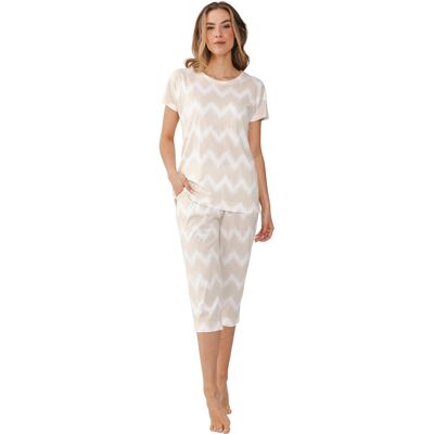 Pastunette Duurzame pyjama beige zigzag Beige vrouw 50 Pastunette Duurzame pyjama beige zigzag Beige vrouw 50
