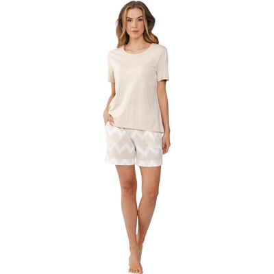 Pastunette Duurzame shortama beige zigzag Beige vrouw 44 Pastunette Duurzame shortama beige zigzag Beige vrouw 44