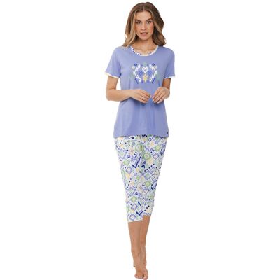 Paarsblauwe katoenen pyjama Rebelle Paars vrouw 36 Paarsblauwe katoenen pyjama Rebelle Paars vrouw 36
