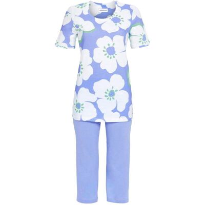 Ringella Helderblauwe bloemen pyjama katoen Blauw vrouw 36 Ringella Helderblauwe bloemen pyjama katoen Blauw vrouw 36