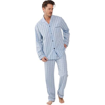 Lichte Robson doorknooppyjama katoen Blauw man 68 Lichte Robson doorknooppyjama katoen Blauw man 68