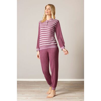 Warme badstof damespyjama Hajo Roze vrouw 44/46 Warme badstof damespyjama Hajo Roze vrouw 44/46