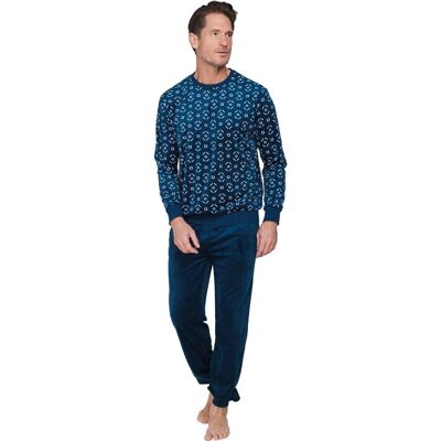 Velours heren pyjama donkerblauw Pastunette-S Blauw man M Velours heren pyjama donkerblauw Pastunette-S Blauw man M