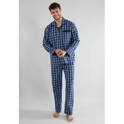 Götzburg blauw geruite doorknoop pyjama Blauw man 54 Götzburg blauw geruite doorknoop pyjama Blauw man 54
