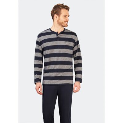 Blauw grijs gestreepte heren pyjama Hajo Blauw man 54 Blauw grijs gestreepte heren pyjama Hajo Blauw man 54