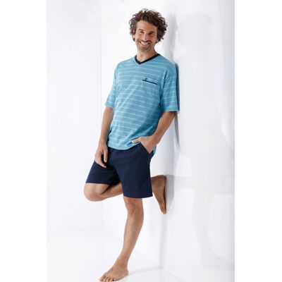 Hajo heren shortama blauw jacquard Blauw man 58 Hajo heren shortama blauw jacquard Blauw man 58