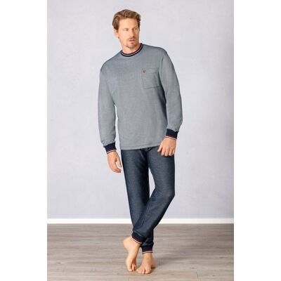 Marine blauwe heren pyjama Hajo Blauw man 58 Marine blauwe heren pyjama Hajo Blauw man 58