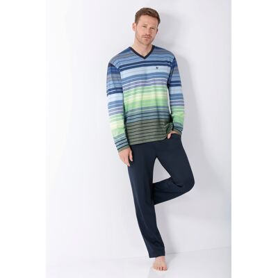 Heren pyjama Hajo blauw gestreept Blauw man 58 Heren pyjama Hajo blauw gestreept Blauw man 58