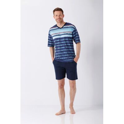 Blauw gestreepte heren shortama Hajo Blauw man 50 Blauw gestreepte heren shortama Hajo Blauw man 50