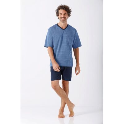 Hajo heren shortama blauw met driehoekjes Blauw man 58 Hajo heren shortama blauw met driehoekjes Blauw man 58