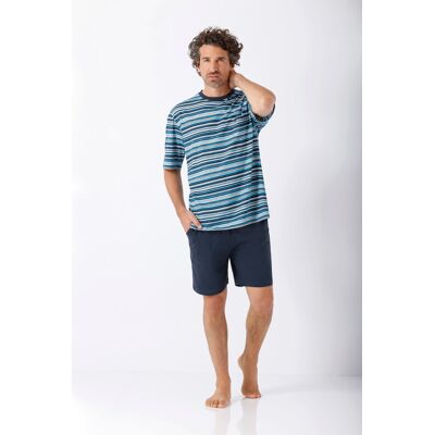 Hajo heren shortama fijne streep Blauw man 60 Hajo heren shortama fijne streep Blauw man 60