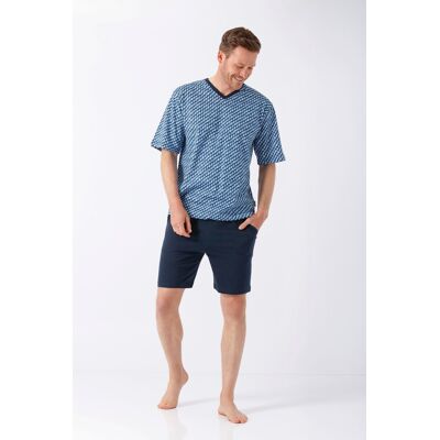 Hajo heren shortama blauw patroon Blauw man 54 Hajo heren shortama blauw patroon Blauw man 54