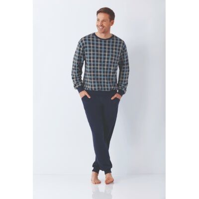 Premium katoen heren pyjama blauw Hajo Blauw man 58 Premium katoen heren pyjama blauw Hajo Blauw man 58