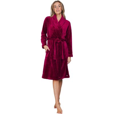 Flanellen dames badjas donkerrood Pastunette-S Rood vrouw L Flanellen dames badjas donkerrood Pastunette-S Rood vrouw L