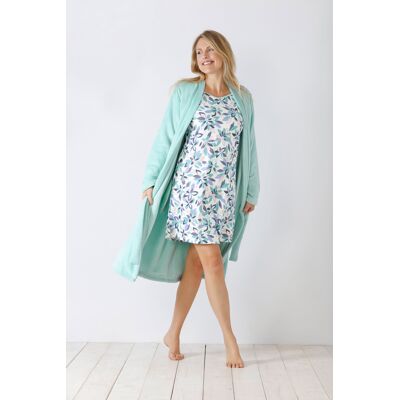Hajo Zachte turquoise velours fleece dames badjas Blauw vrouw 44/46 Hajo Zachte turquoise velours fleece dames badjas Blauw vrouw 44/46