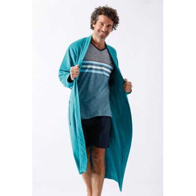 Hajo badstof heren badjas turquoise Blauw man 50 Hajo badstof heren badjas turquoise Blauw man 50