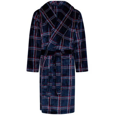 Pastunette Fleece geruite heren badjas Blauw man S Pastunette Fleece geruite heren badjas Blauw man S
