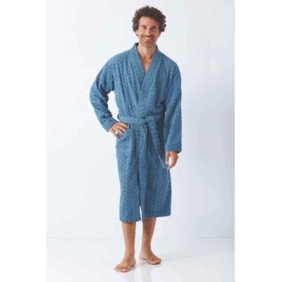 Badstof heren badjas rookblauw Hajo Blauw man 48 Badstof heren badjas rookblauw Hajo Blauw man 48