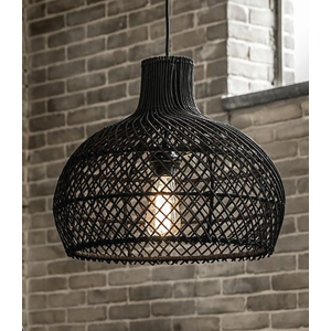 Groenovatie Handgemaakte Zwarte Rotan Hanglamp - Hanglamp Groenovatie Handgemaakte Zwarte Rotan Hanglamp - Hanglamp