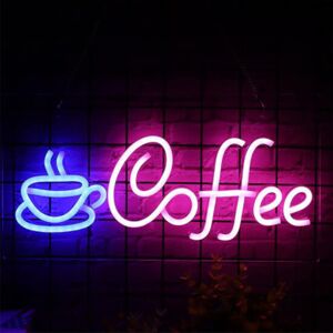 Groenovatie LED Neon Bord - Coffee - Blauw/Roze - 42x22cm Groenovatie LED Neon Bord - Coffee - Blauw/Roze - 42x22cm