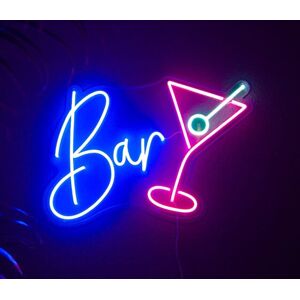 Groenovatie LED Neon Lichtbord - Bar - Blauw/Roze - 50x30cm Groenovatie LED Neon Lichtbord - Bar - Blauw/Roze - 50x30cm
