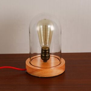 Groenovatie Houten Dome Bell Tafellamp - E27 Fitting, Glas, 12x23cm Groenovatie Houten Dome Bell Tafellamp - E27 Fitting, Glas, 12x23cm