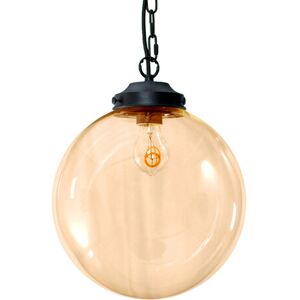 Groenovatie Metz Amber Glazen Hanglamp - 30x32cm - Zwart Groenovatie Metz Amber Glazen Hanglamp - 30x32cm - Zwart