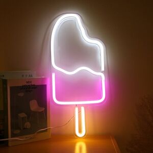 Groenovatie LED Neon Wandlamp "IJsje", Op USB, 45x21x2cm, Roze / Wit Groenovatie LED Neon Wandlamp "IJsje", Op USB, 45x21x2cm, Roze / Wit