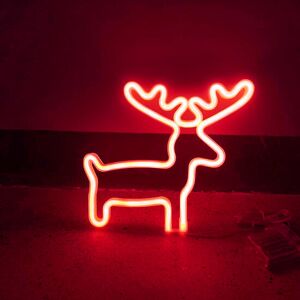 Groenovatie Eland LED Neon Bord - 28x25cm, Rood, USB Groenovatie Eland LED Neon Bord - 28x25cm, Rood, USB