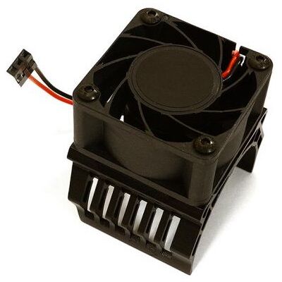 Integy 42mm Motor Heatsink & 40x40mm Cooling Fan 16k rpm - 1/10 Traxxas & Arrma - Zwart Integy 42mm Motor Heatsink & 40x40mm Cooling Fan 16k rpm - 1/10 Traxxas & Arrma - Zwart