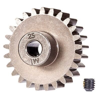Traxxas - Gear, 25-T pinion (1.0 metric pitch) (fits 5mm shaft)/ set screw (TRX-6492X) Traxxas - Gear, 25-T pinion (1.0 metric pitch) (fits 5mm shaft)/ set screw (TRX-6492X)