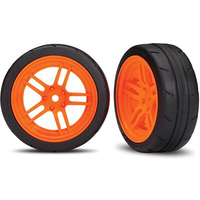 Traxxas - Tires and wheels, assembled, glued (split-spoke orange wheels, 1.9" Response tires) (front) (2) (VXL rated) (TRX-8373A) Traxxas - Tires and wheels, assembled, glued (split-spoke orange wheels, 1.9" Response tires) (front) (2) (VXL rated) (TRX-8373A)
