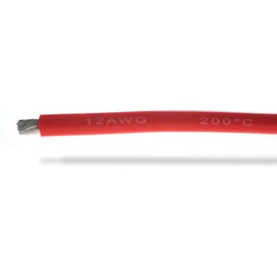 TRC Silicone kabel 12AWG, Rood, 1 meter TRC Silicone kabel 12AWG, Rood, 1 meter