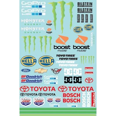 TRC Monster stickervel voor Short Course trucks - A4 TRC Monster stickervel voor Short Course trucks - A4